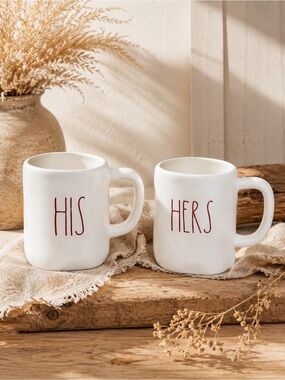 Rae Dunn His and Hers Mug Set‎ LL Farmhouse Ceramic Coffee Cups